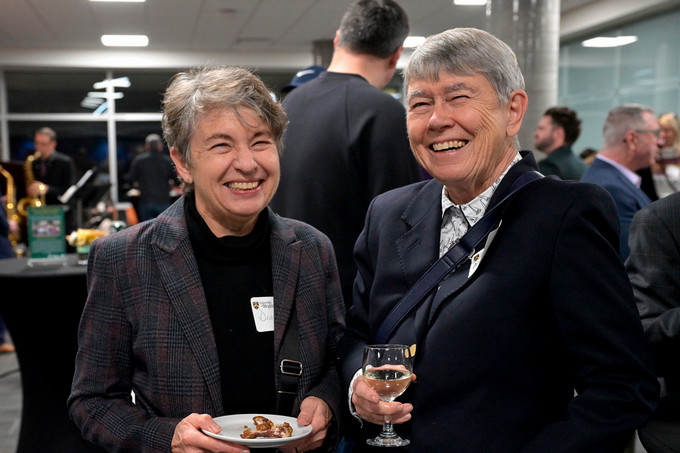 Two smiling women