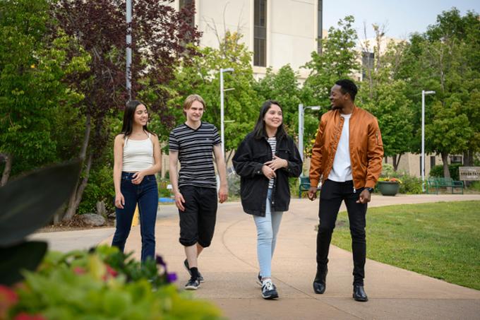 students walking