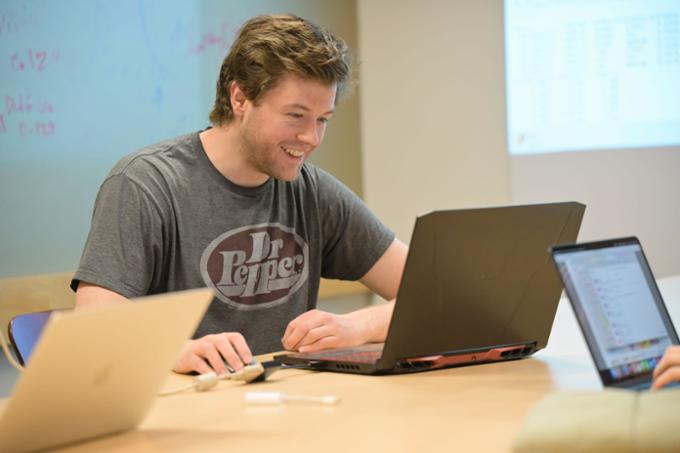 Student working on a computer.