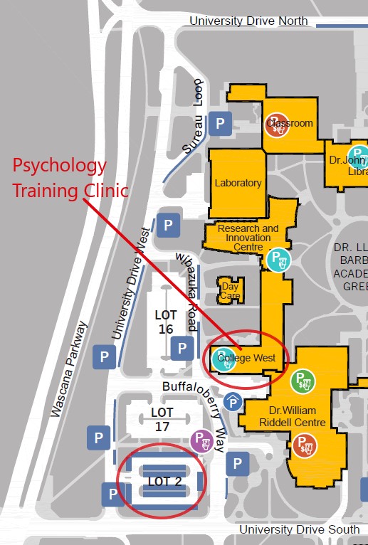 Map of location of UofR Psychology Training Clinic