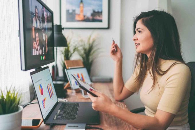 Woman on a computer