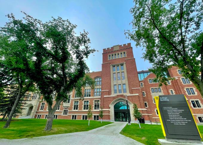 Exterior shot of the College Building located at the College Avenue Campus. 