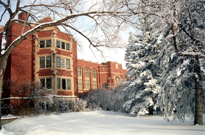 College Avenue Campus in the winter before the renovation. 