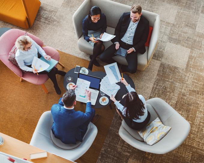 Overhead shot of meeting