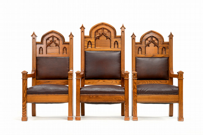 Photo of three convocation ceremonial chairs