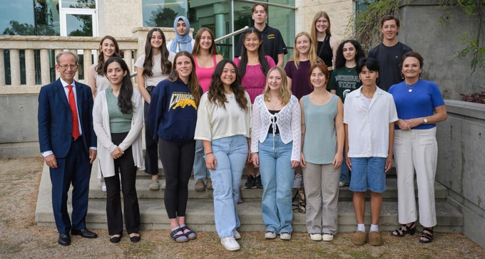 a group of students posing outside