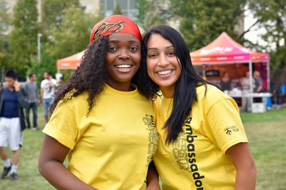 Two female students posing for the camera