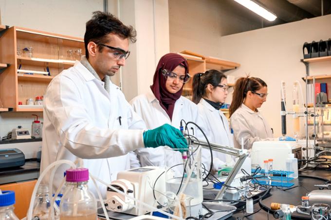 students in a lab