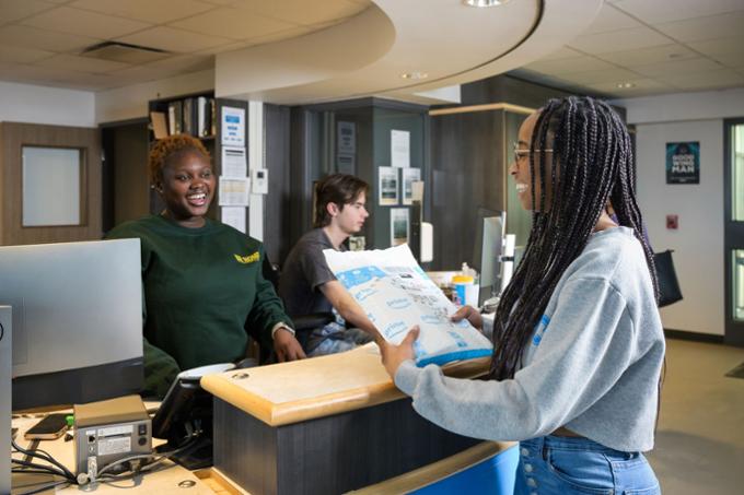 parcel delivery at front desk