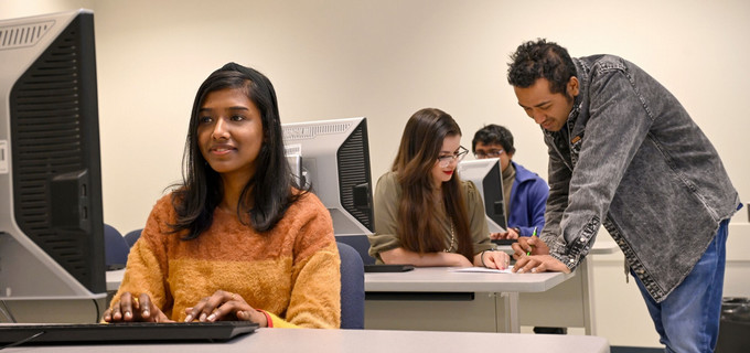 students sitting in a lab