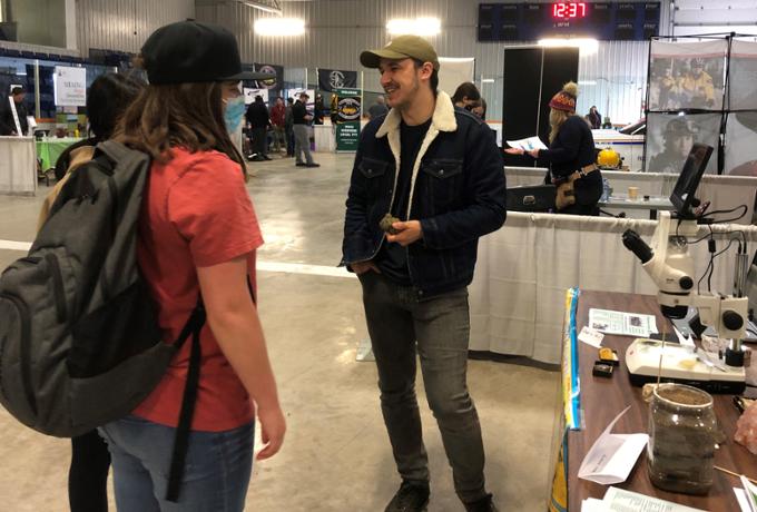 Geology outreach effort at a high school fair. 