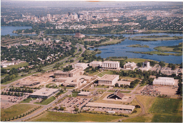 Aerial view of the University of Regina campus. 