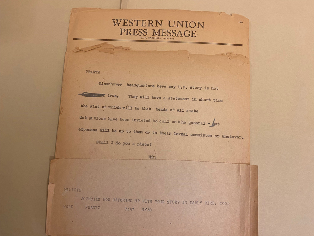 Old and frayed looking paper document containing typewritten text similar to a letter. 