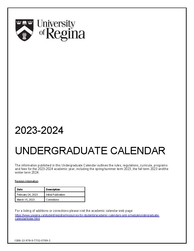 20232024 Undergraduate Calendar Registrar's Office, University of Regina