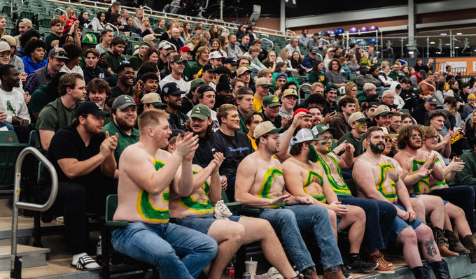 U of R students pack the bleachers to cheer on the Cougars