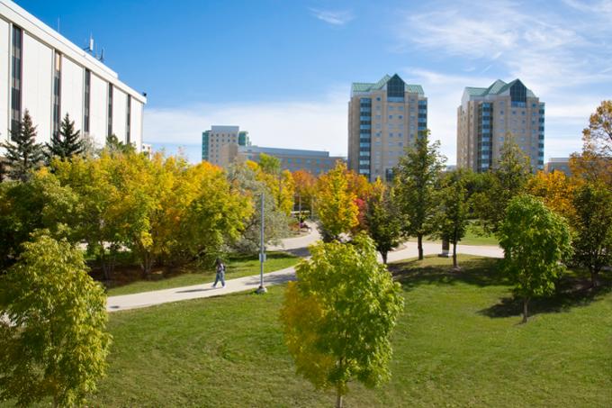 Overhead view of campus green.