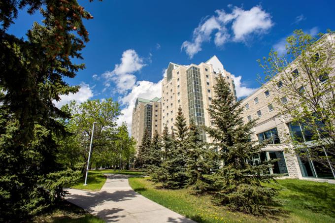 Angled view of Paskwaw and Wakpa Towers