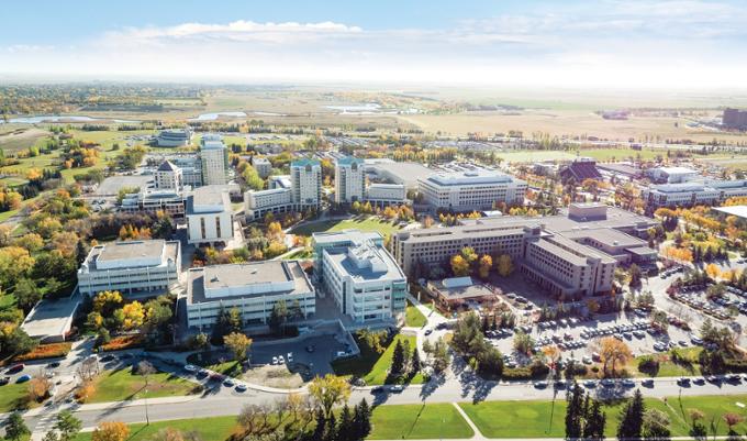 Aerial view of University of Regina campus.