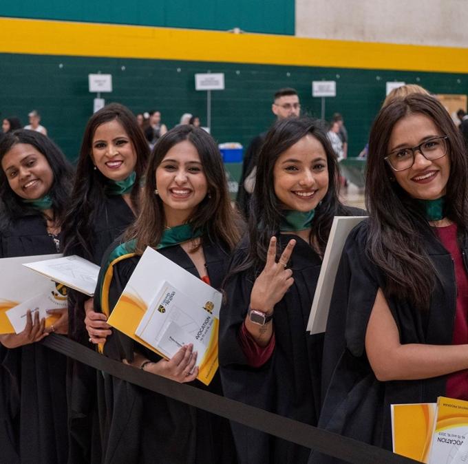 Five girls at convocation.