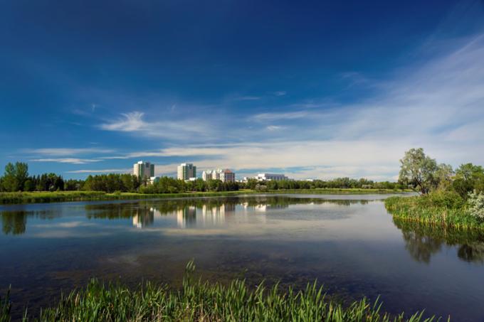 Campus horizon overlooking water