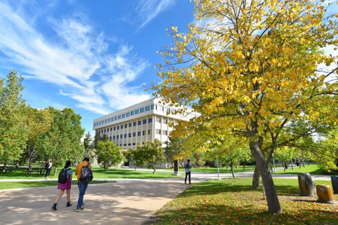 Students walking on campus