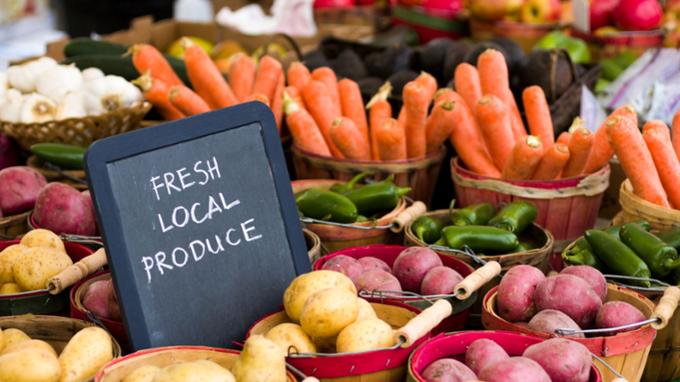 Produce and local food sign